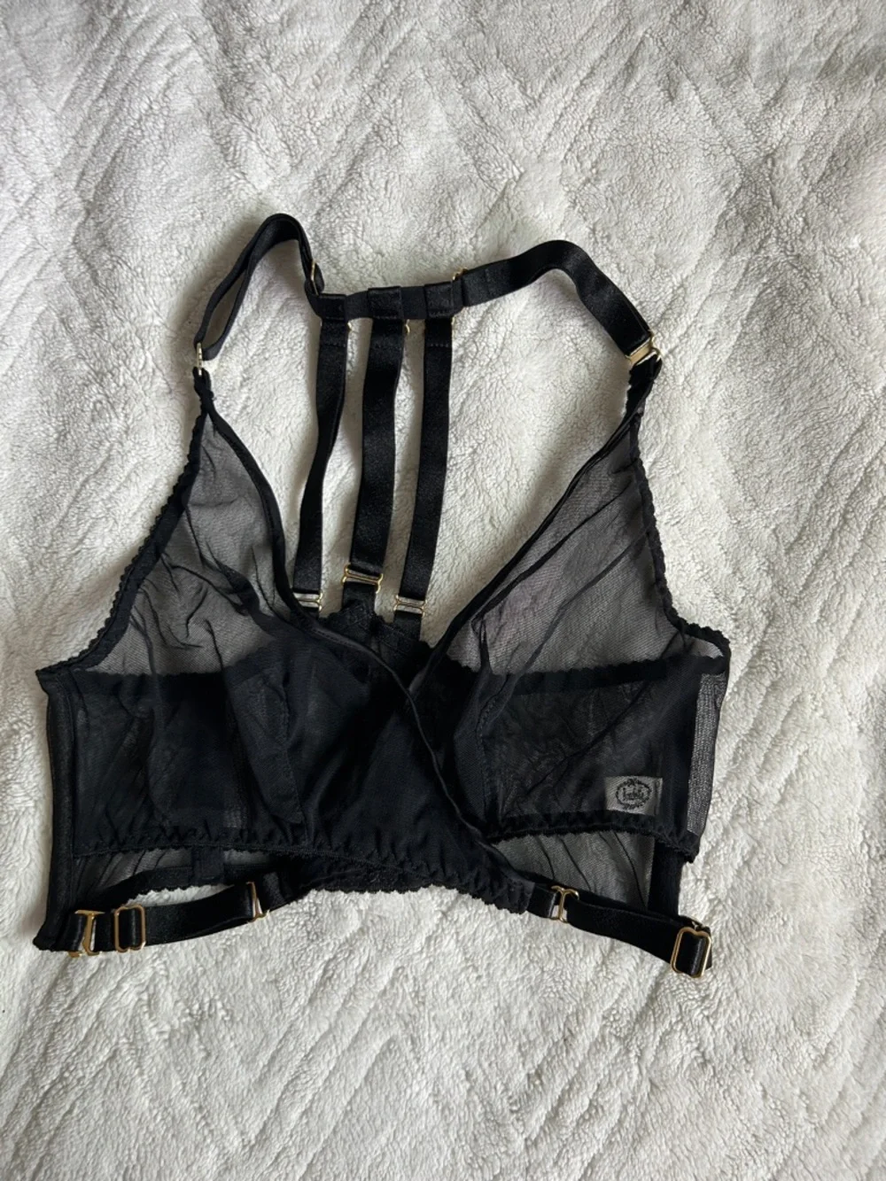 Bordelle. ART DECO MESH WRAP BRA BLACK in Small - Picture 4 of 9